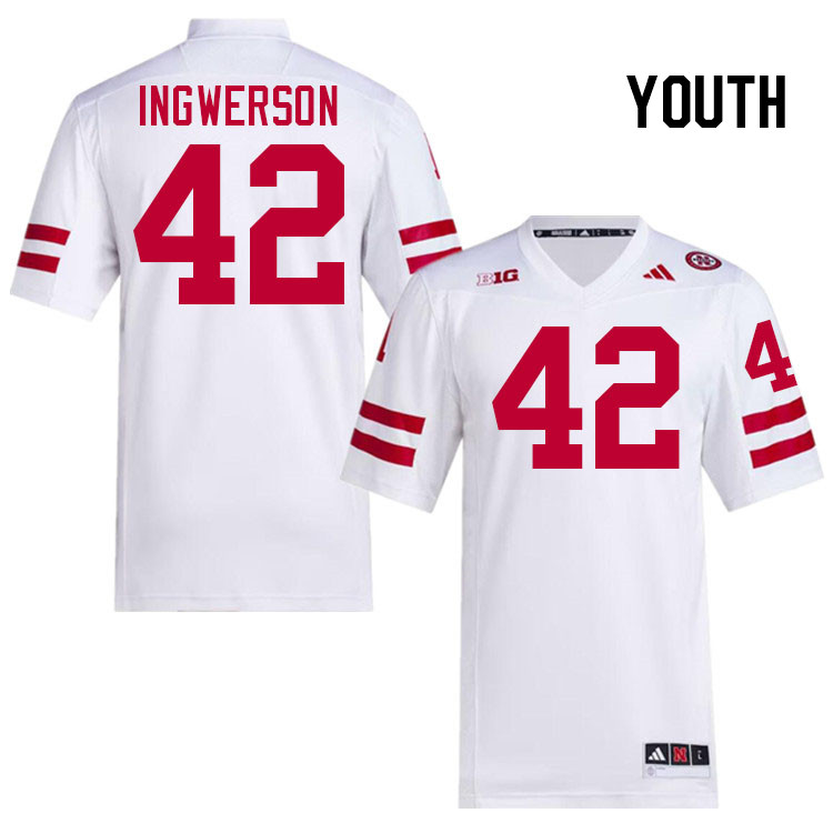 Youth #42 Eric Ingwerson Nebraska Cornhuskers College Football Jerseys Stitched Sale-White